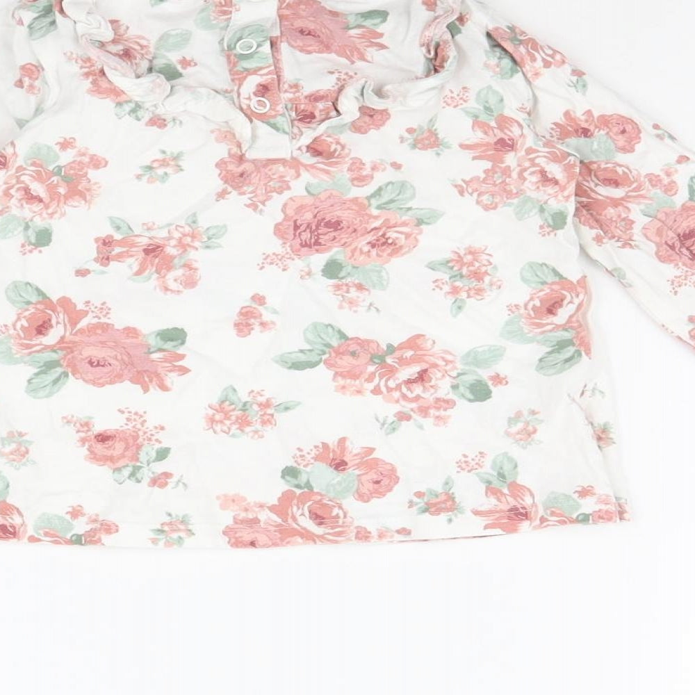 TU Girls White Floral  Basic T-Shirt Size 18-24 Months