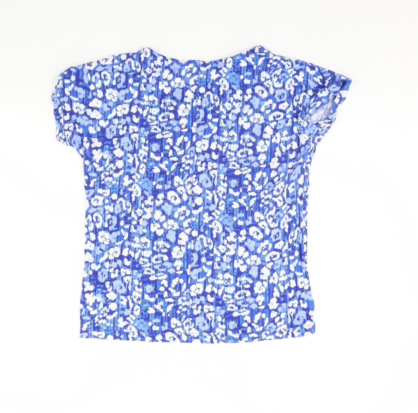 m&s Womens Blue Animal Print  Cropped T-Shirt Size 12