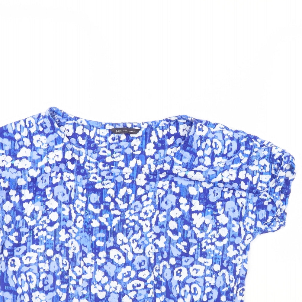 m&s Womens Blue Animal Print  Cropped T-Shirt Size 12