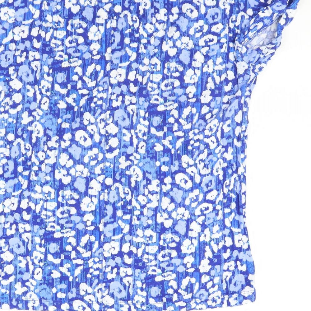 m&s Womens Blue Animal Print  Cropped T-Shirt Size 12