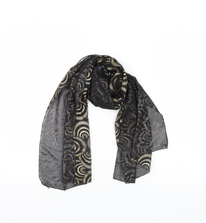 Preworn Womens Black Geometric Scarf