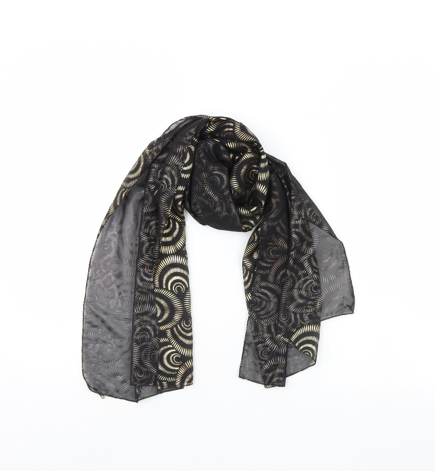 Preworn Womens Black Geometric   Scarf