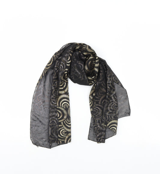 Front view of Preworn women’s black geometric scarf