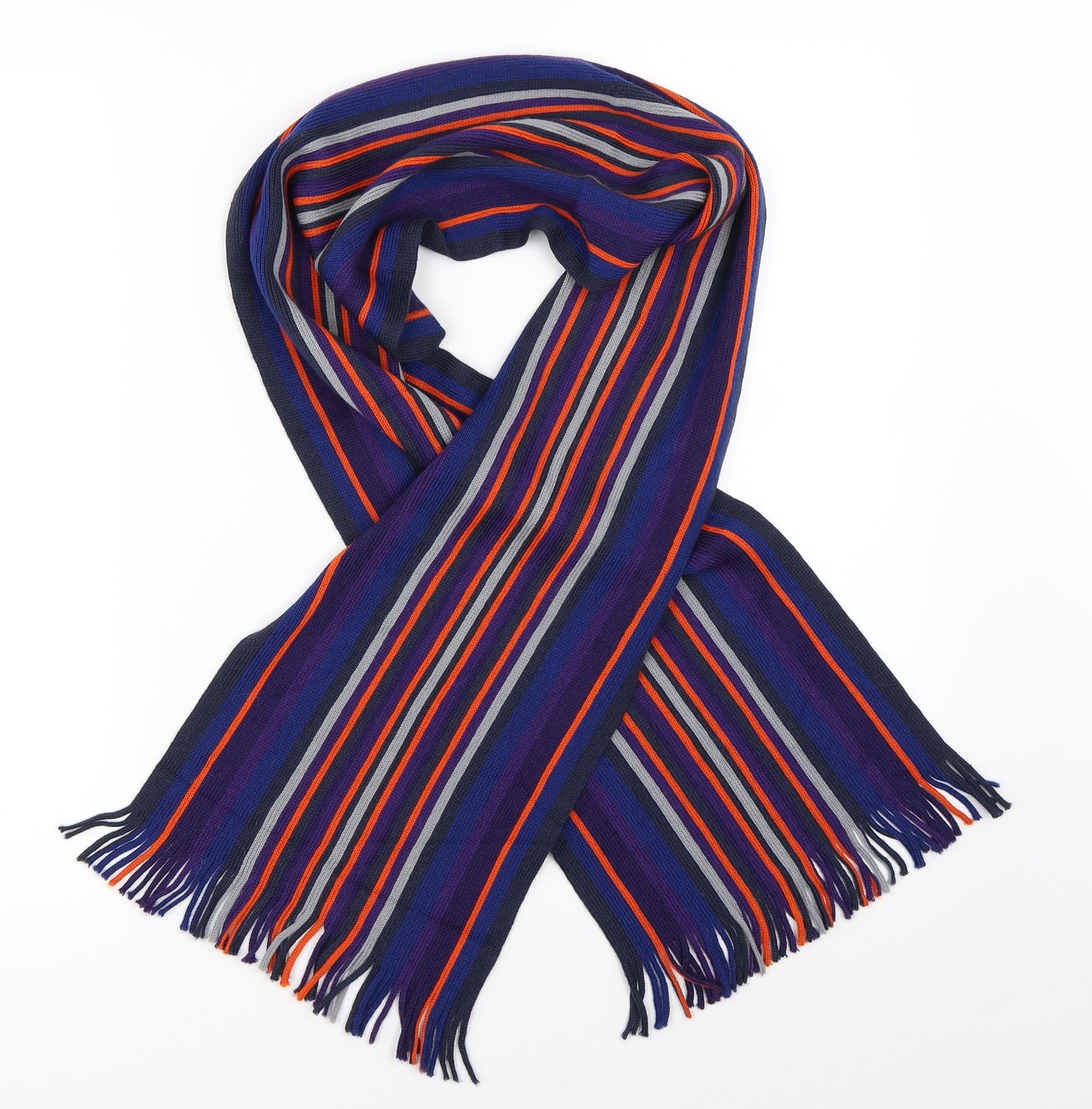 John Lewis Mens Blue Striped  Scarf  One Size