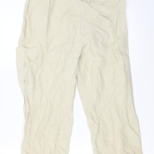 NEXT Womens Beige   Cropped Trousers Size 12 L20 in