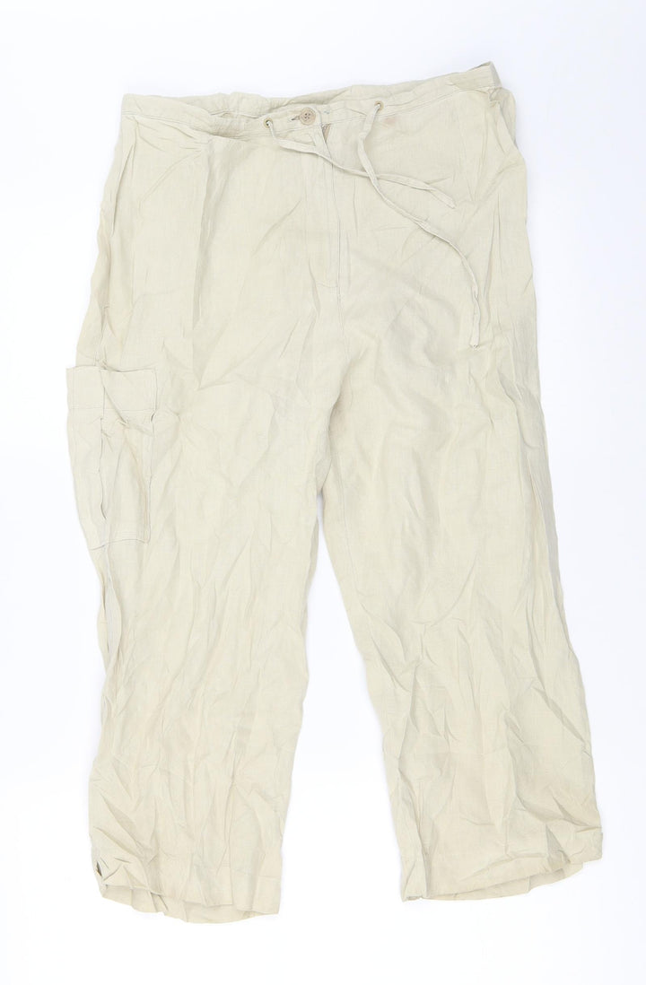 NEXT Womens Beige   Cropped Trousers Size 12 L20 in