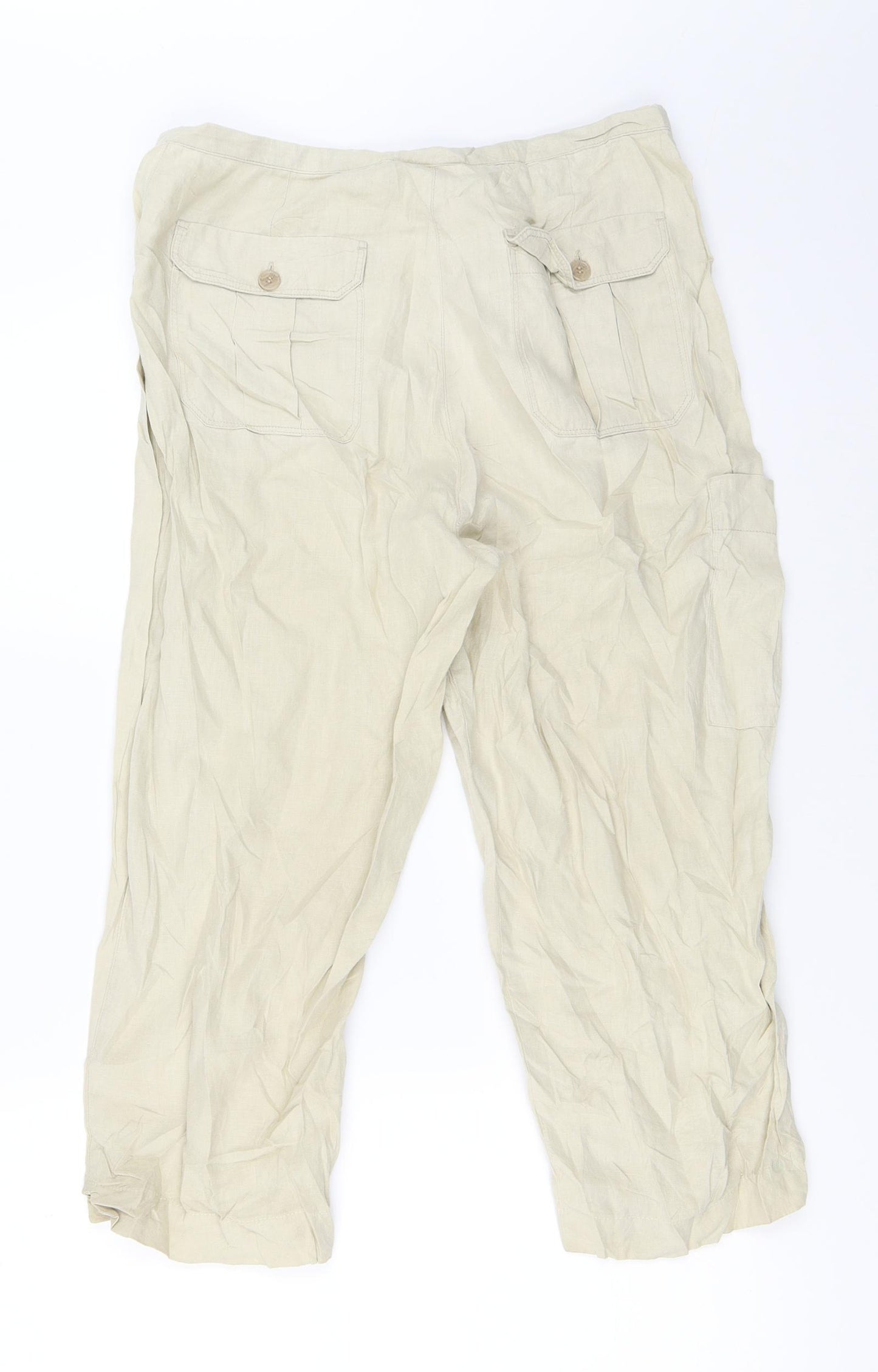 NEXT Womens Beige   Cropped Trousers Size 12 L20 in
