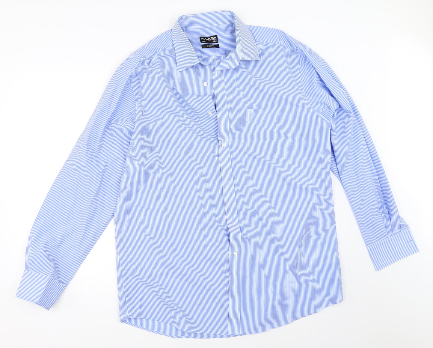 Debenhams Mens Blue Striped   Button-Up Size 16.5