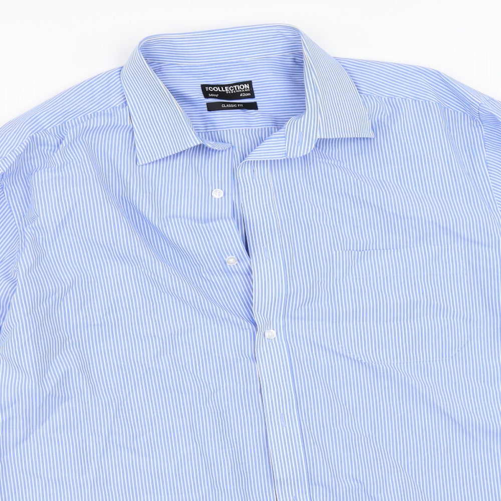 Debenhams Mens Blue Striped   Button-Up Size 16.5