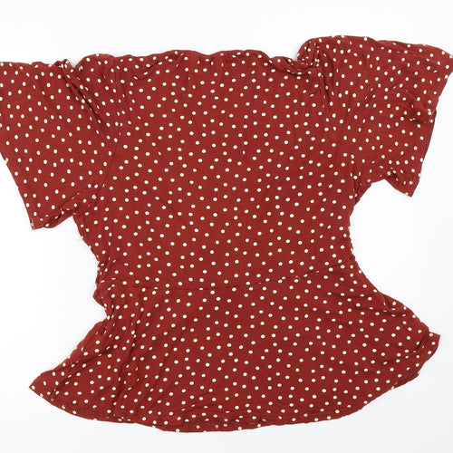 New Look Womens Brown Polka Dot  Basic T-Shirt Size 16