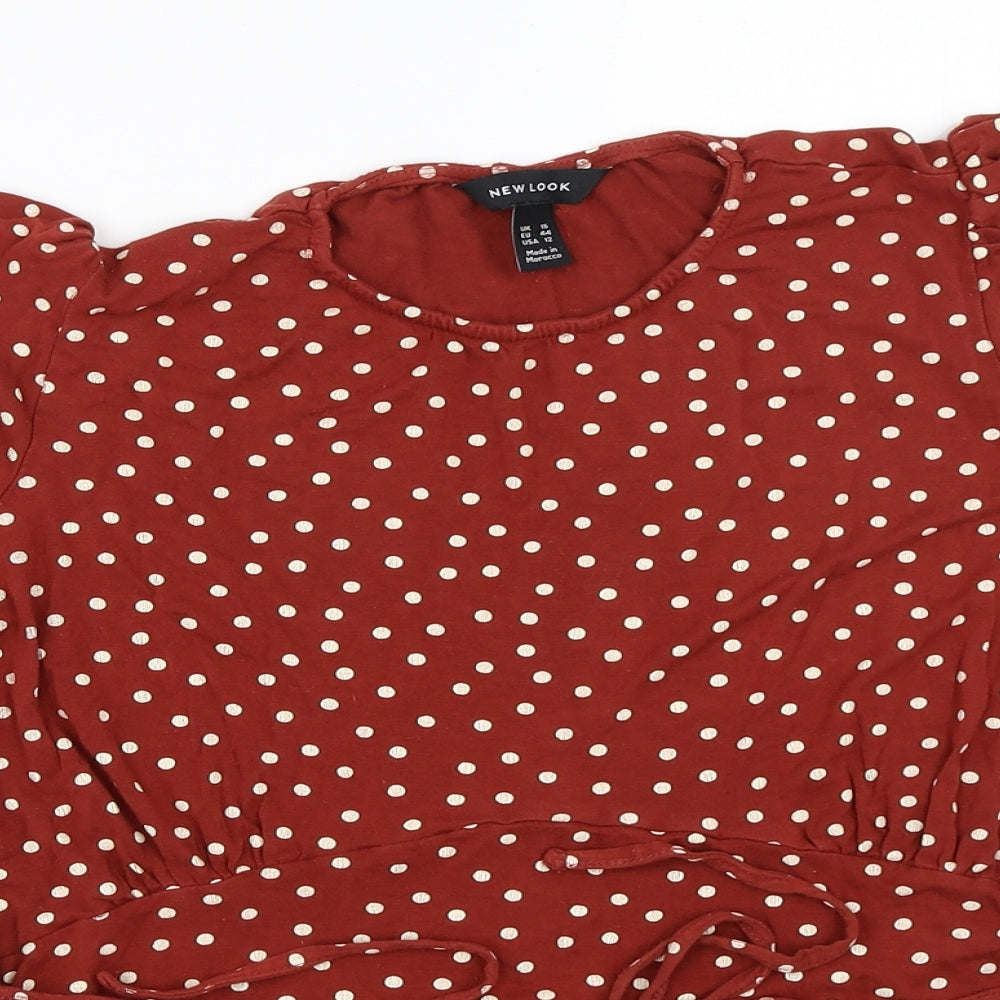 New Look Womens Brown Polka Dot  Basic T-Shirt Size 16