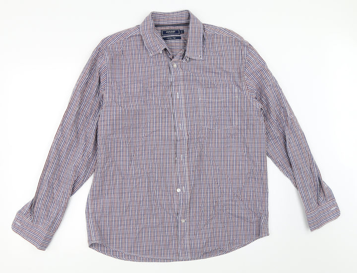 Maine New England Mens Blue Check Button-Up Size M