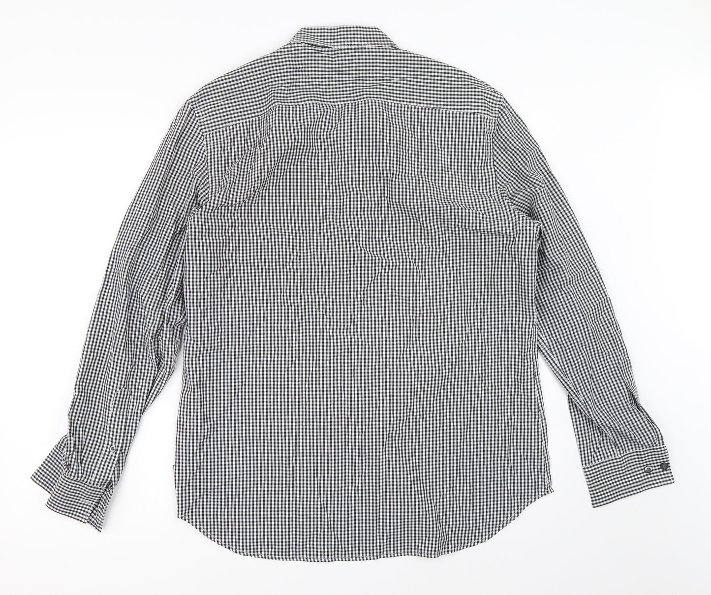 French Connection Mens Black Check   Button-Up Size L