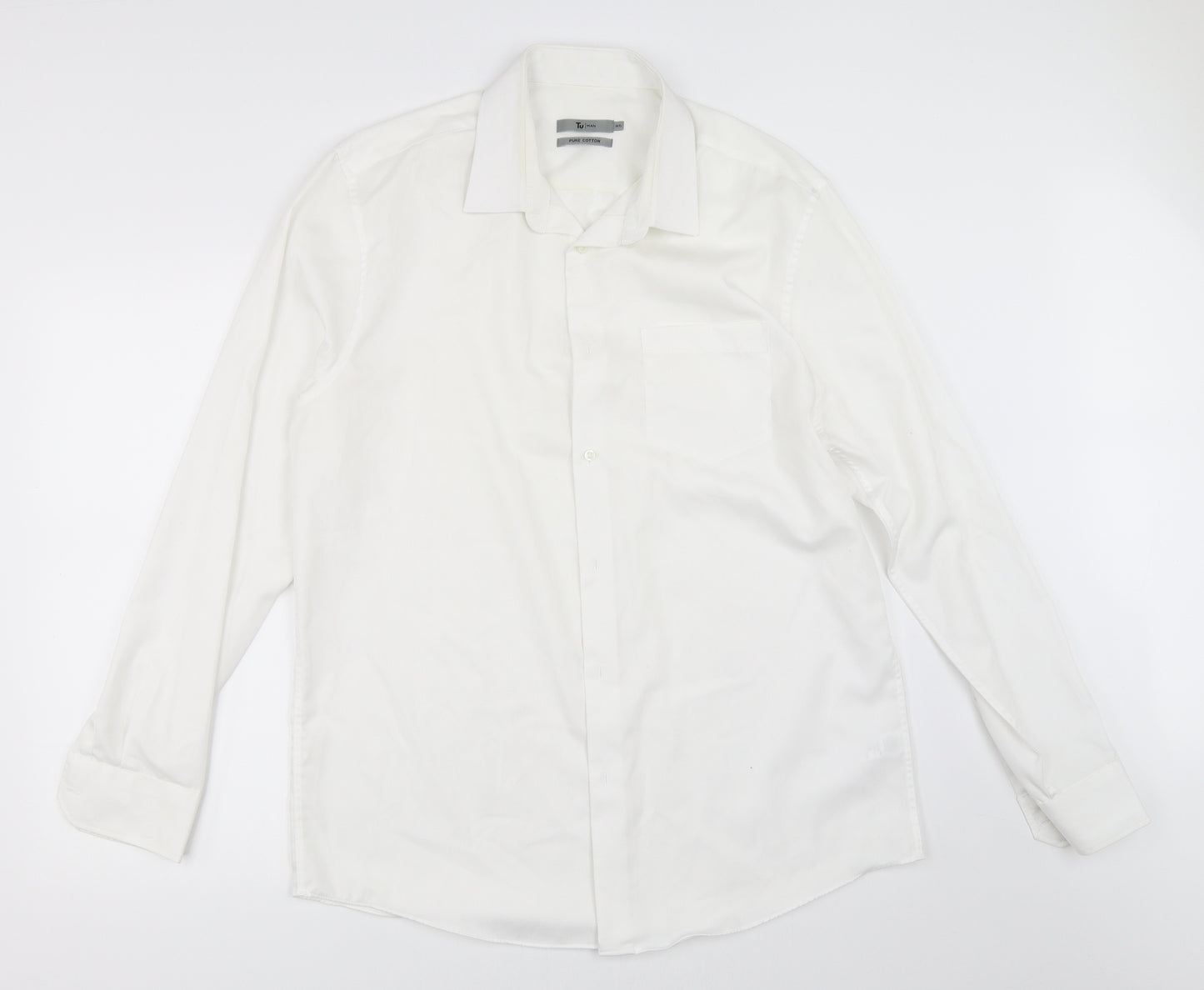 TU Mens White    Dress Shirt Size 16.5