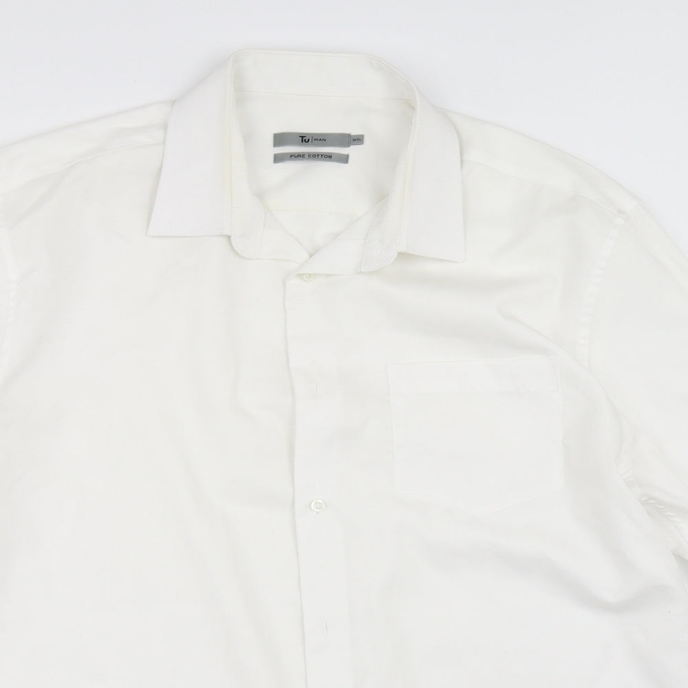 TU Mens White    Dress Shirt Size 16.5