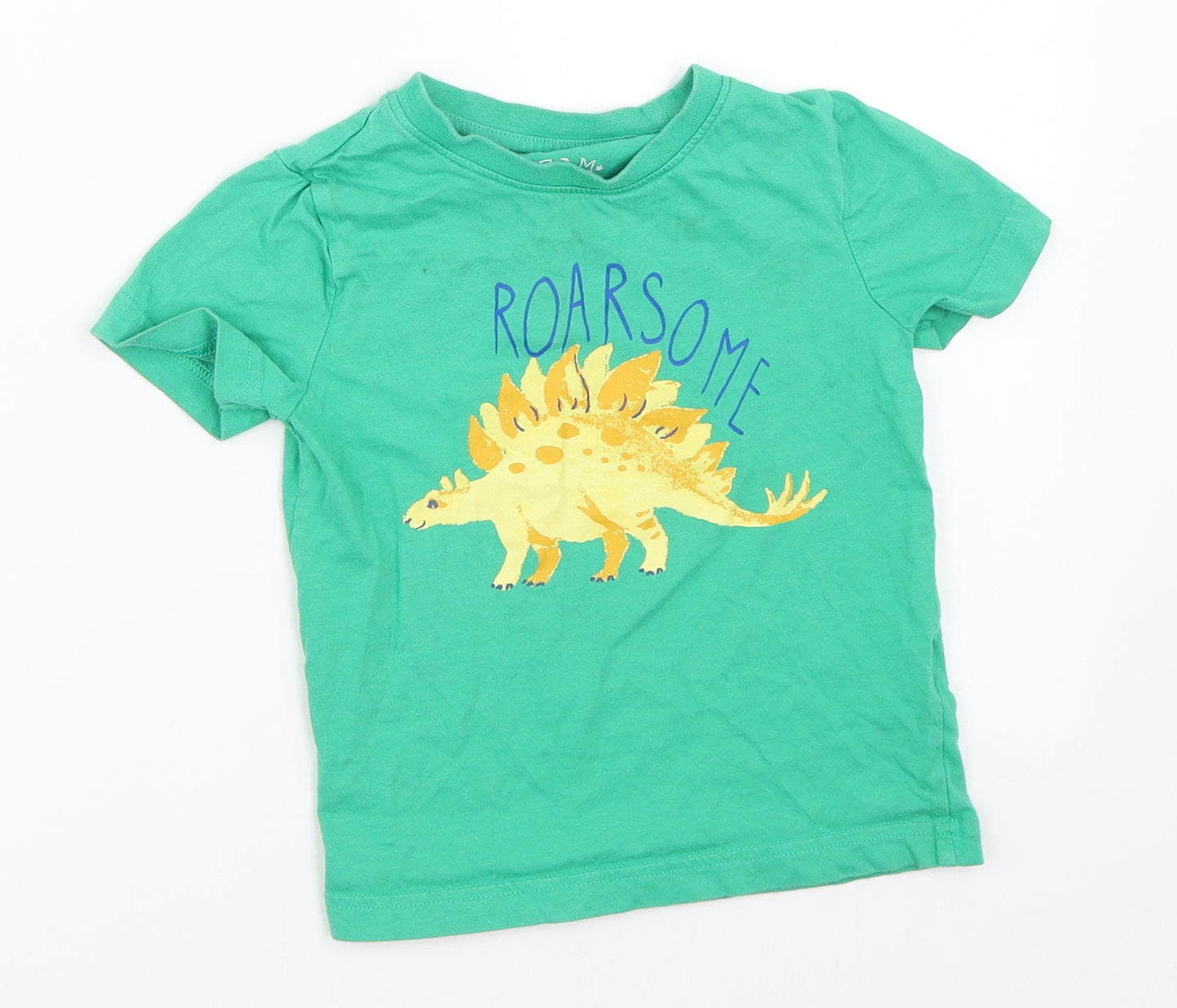 F&F Boys Green   Basic T-Shirt Size 2-3 Years  - dinosaur