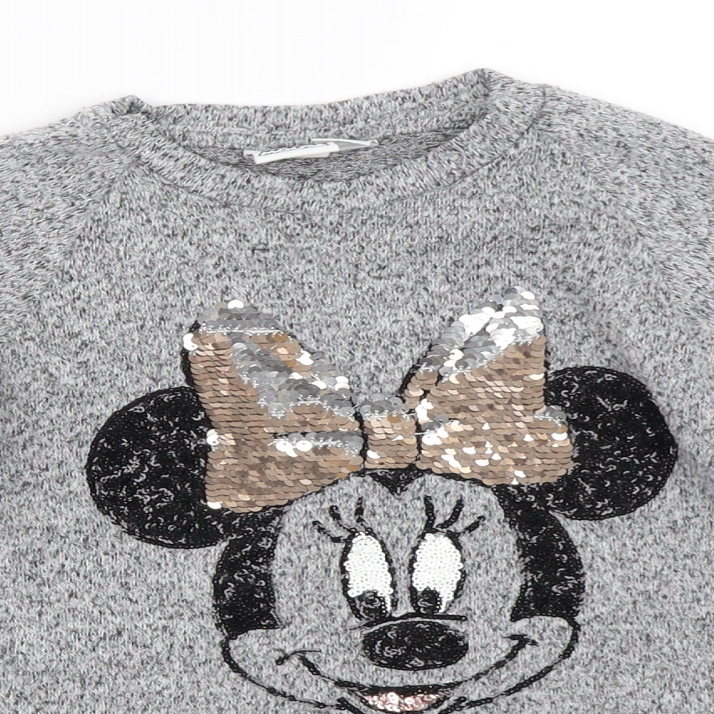 Primark Girls Grey   Pullover Jumper Size 7-8 Years  - Minnie Mouse