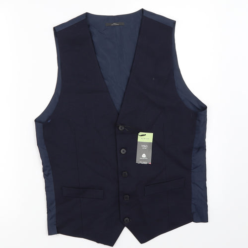 Marks and Spencer Mens Blue   Jacket Suit Waistcoat Size S