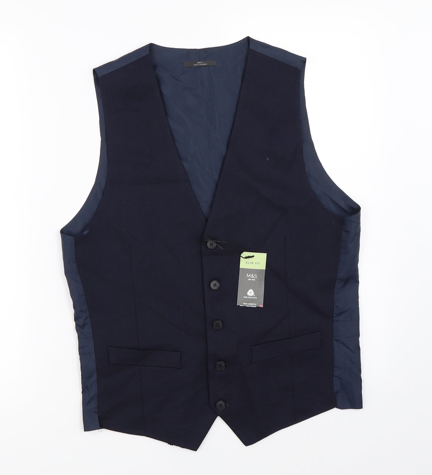 Marks and Spencer Mens Blue   Jacket Suit Waistcoat Size S