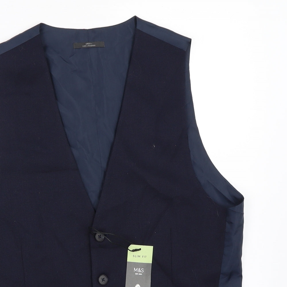 Marks and Spencer Mens Blue   Jacket Suit Waistcoat Size S