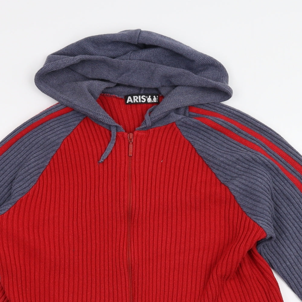 Aris Mens Red   Full Zip Hoodie Size M