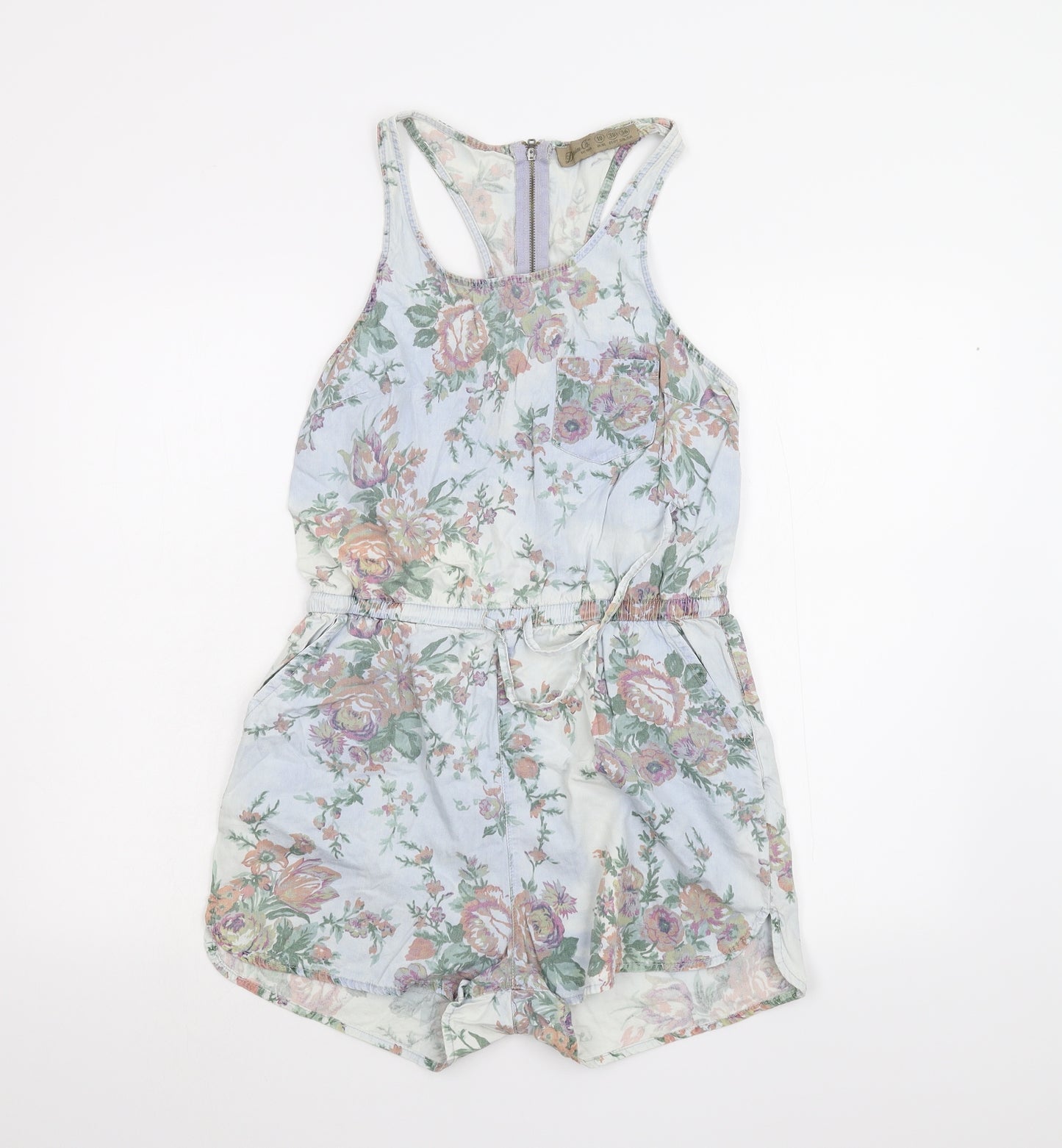 Primark Womens Blue Floral  Playsuit One-Piece Size 10