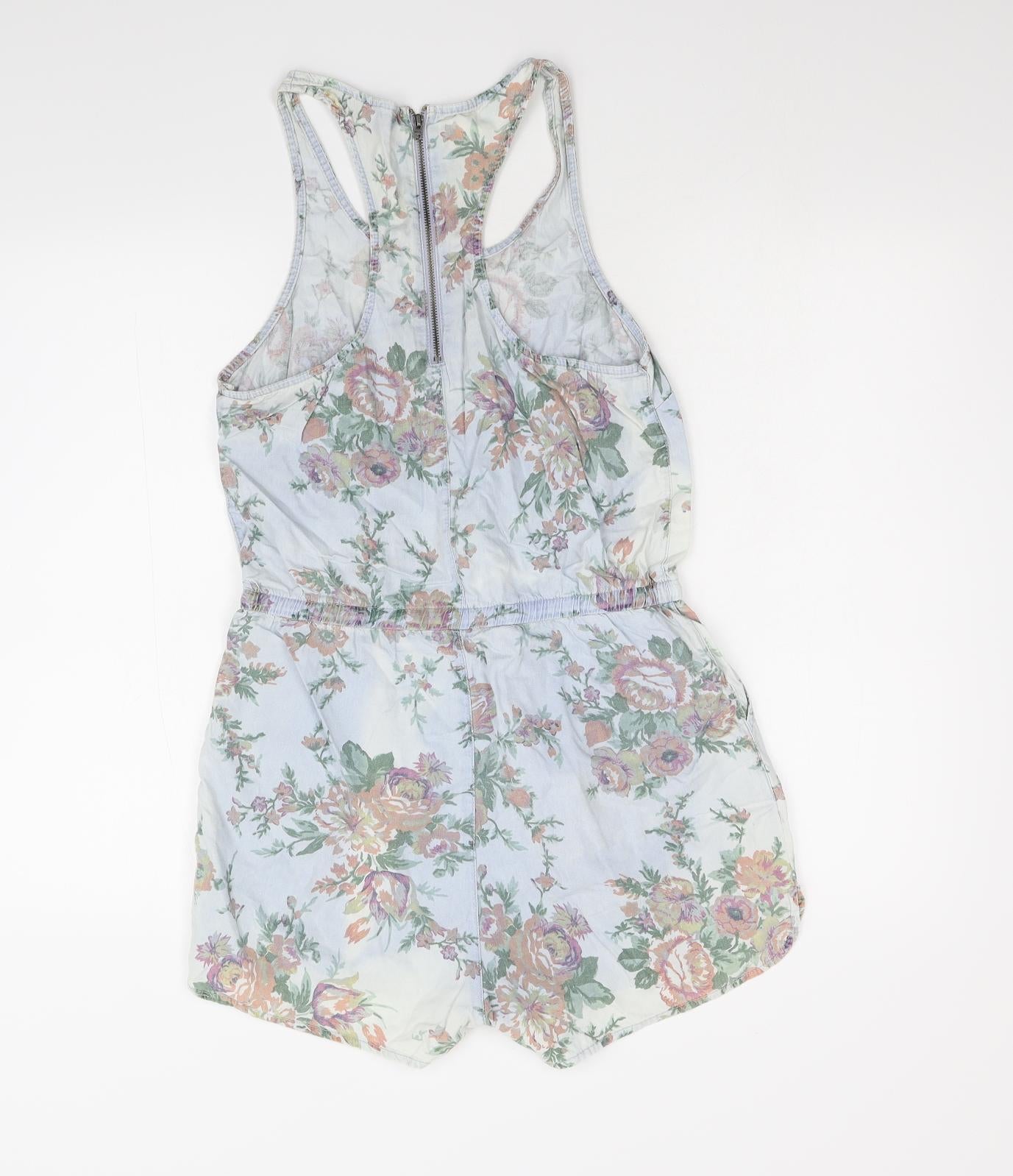 Primark Womens Blue Floral  Playsuit One-Piece Size 10