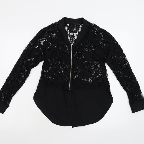 River Island Womens Black Floral Lace Basic Blouse Size 6