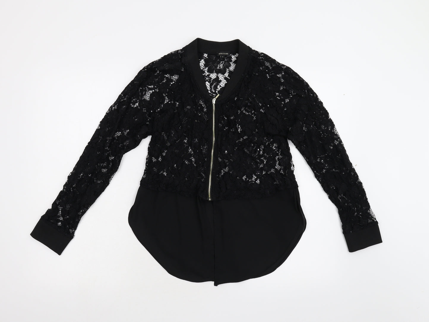 River Island Womens Black Floral Lace Basic Blouse Size 6