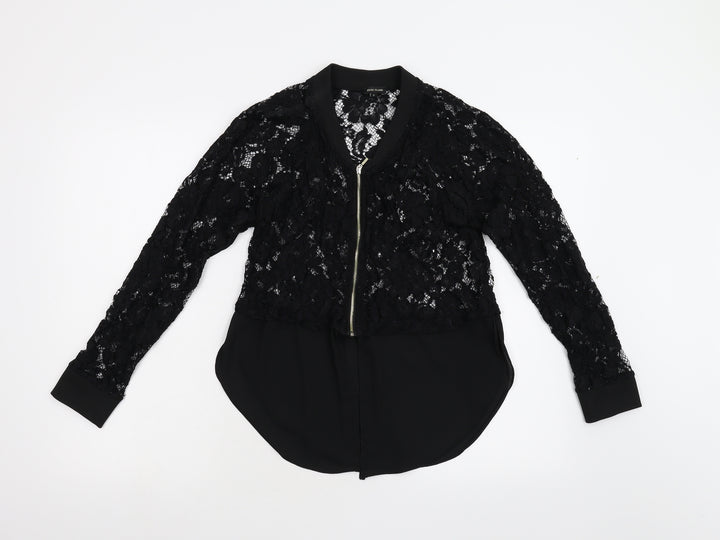 River Island Womens Black Floral Lace Basic Blouse Size 6
