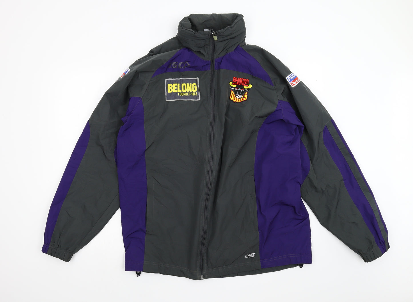ISC Mens Grey   Overcoat Coat Size L  - Bradford Bulls Rugby League