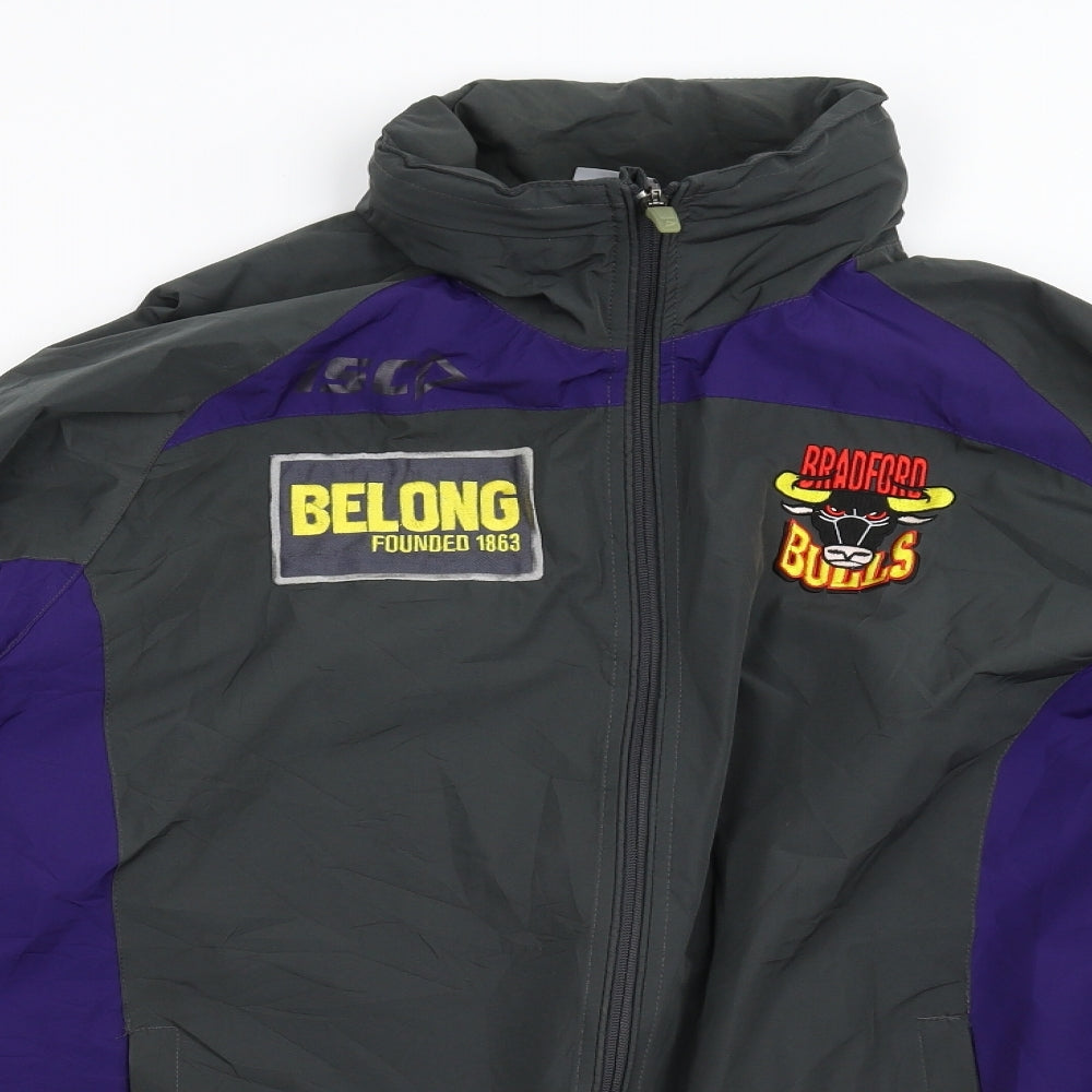 ISC Mens Grey   Overcoat Coat Size L  - Bradford Bulls Rugby League
