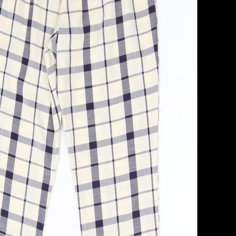 Primark Womens Beige Check  Trousers  Size 14 L28 in