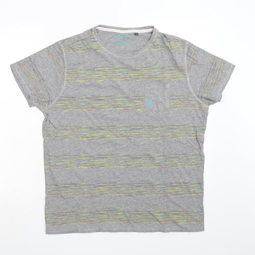 Twisted Soul Mens Grey Striped   T-Shirt Size XL