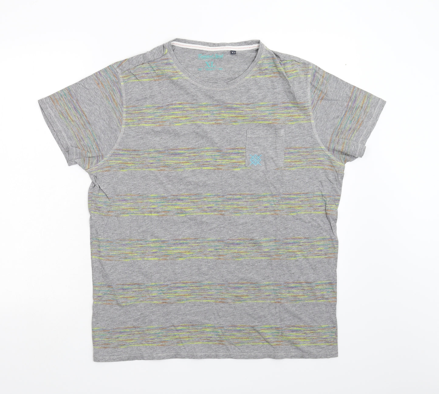 Twisted Soul Mens Grey Striped   T-Shirt Size XL