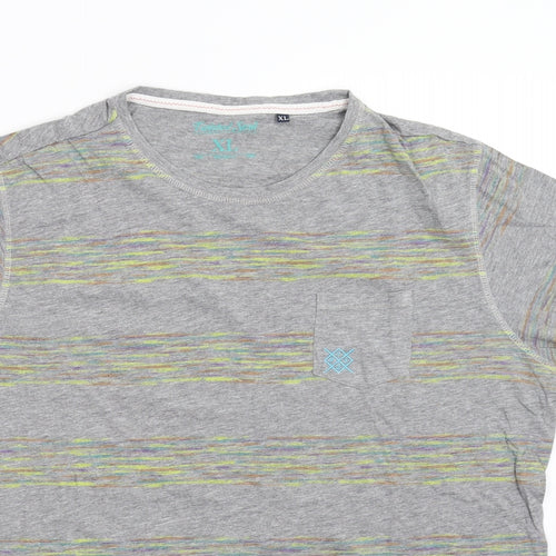 Twisted Soul Mens Grey Striped   T-Shirt Size XL