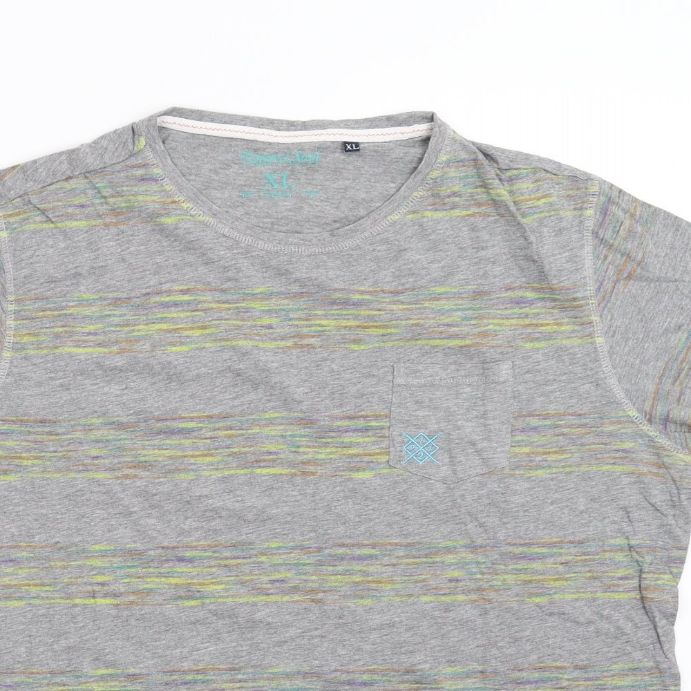 Twisted Soul Mens Grey Striped   T-Shirt Size XL