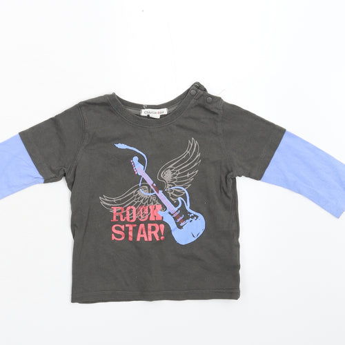 Charlie & Me Boys Grey   Basic T-Shirt Size 2 Years