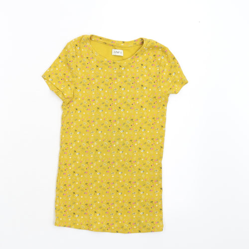 F&F Girls Yellow Floral  Basic T-Shirt Size 9-10 Years