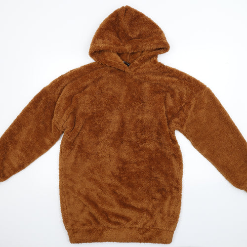 Pretty Little Thing Womens Brown  Fleece Pullover Hoodie Size 10
