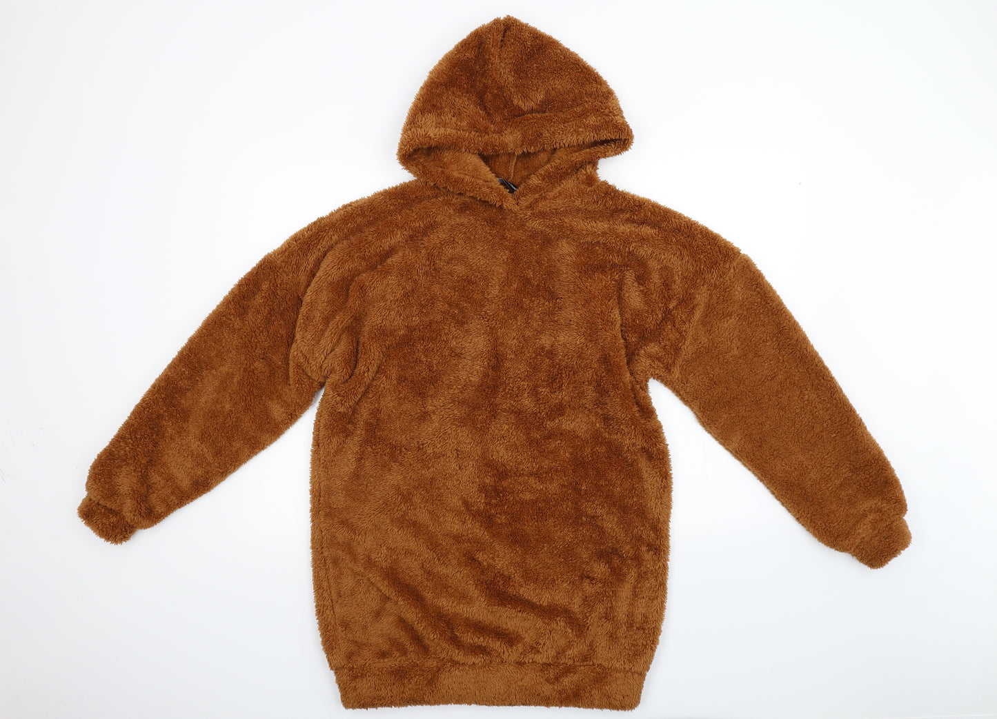 Pretty Little Thing Womens Brown  Fleece Pullover Hoodie Size 10