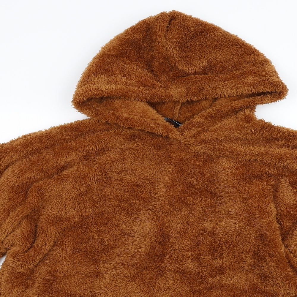 Pretty Little Thing Womens Brown  Fleece Pullover Hoodie Size 10
