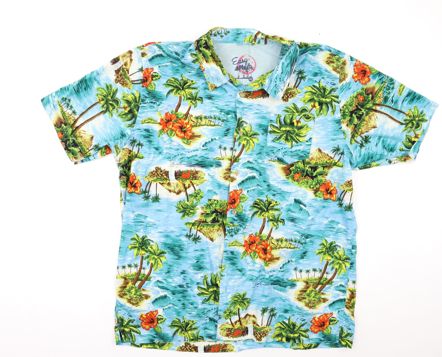 Easy Mens Multicoloured Floral   Button-Up Size L  - Hawaiian shirt