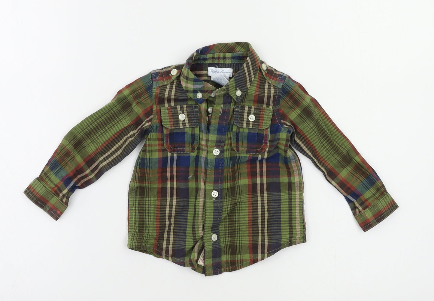 Polo Ralph Lauren Baby Green Check  Basic Button-Up Size 6-9 Months