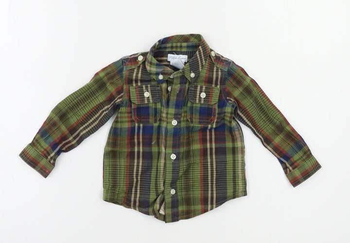 Polo Ralph Lauren Baby Green Check  Basic Button-Up Size 6-9 Months