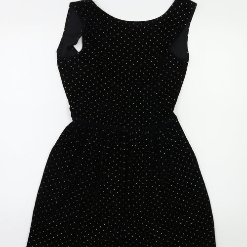 Oh My Love Womens Black Polka Dot  Skater Dress  Size S