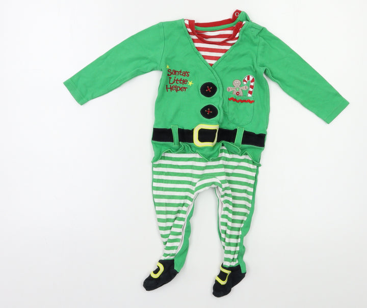Preworn Baby Green   Babygrow One-Piece Size 12 Months  - Santa