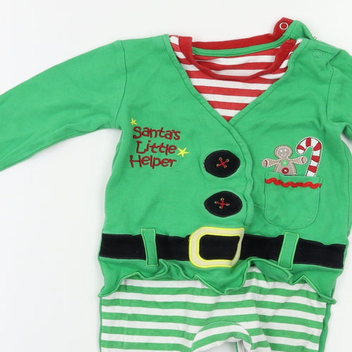 Preworn Baby Green   Babygrow One-Piece Size 12 Months  - Santa