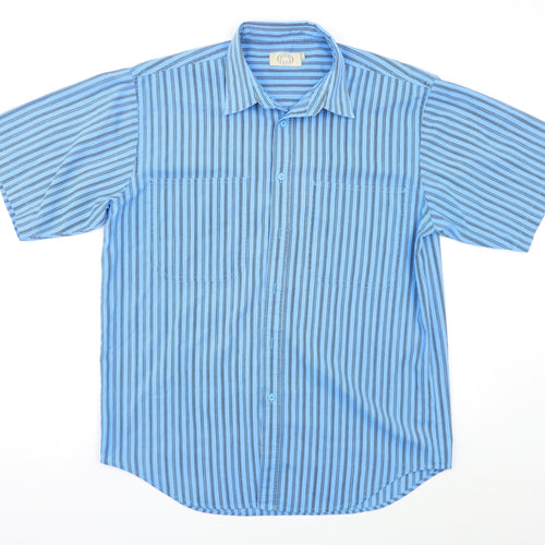 Casual Club Mens Blue Striped   Button-Up Size L