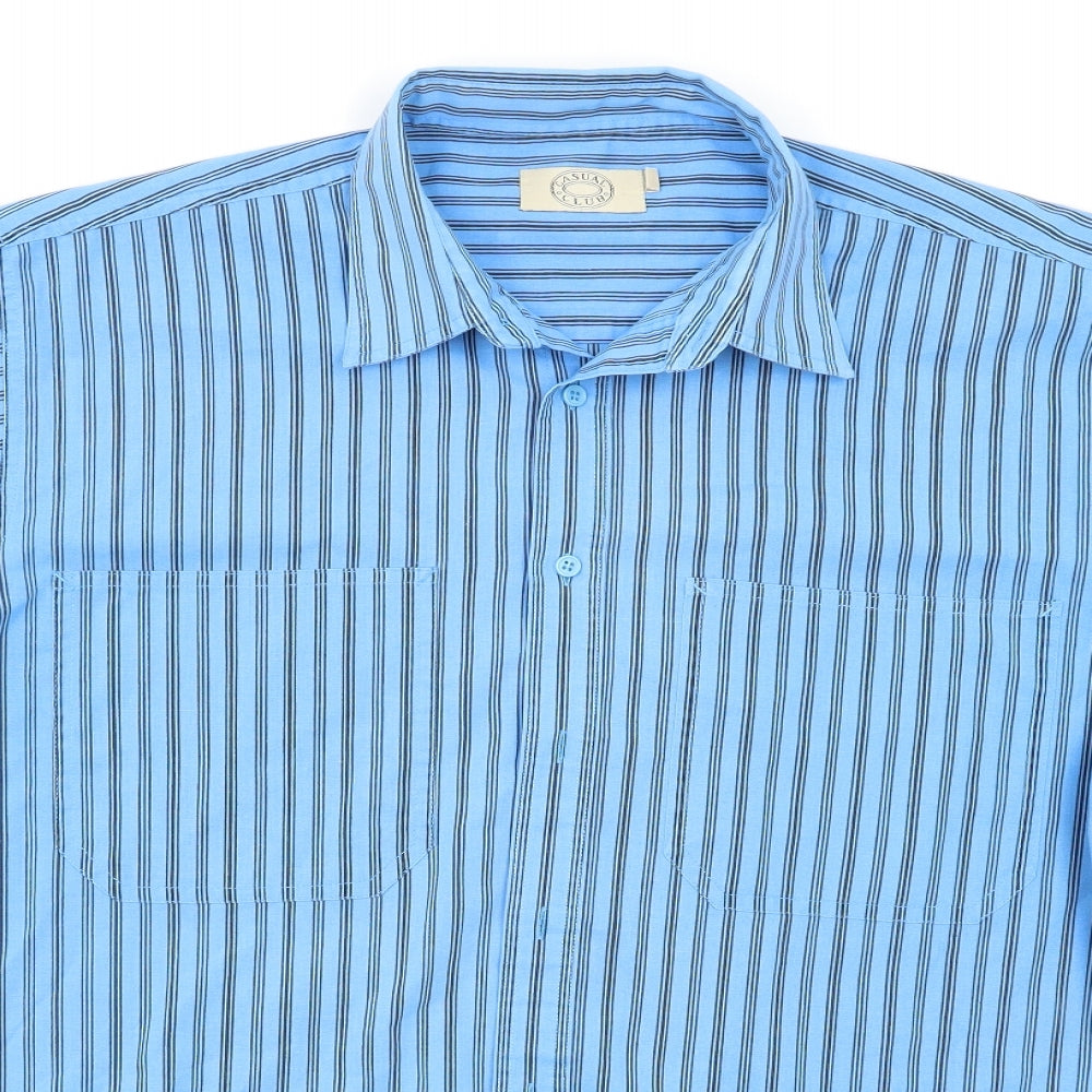Casual Club Mens Blue Striped   Button-Up Size L